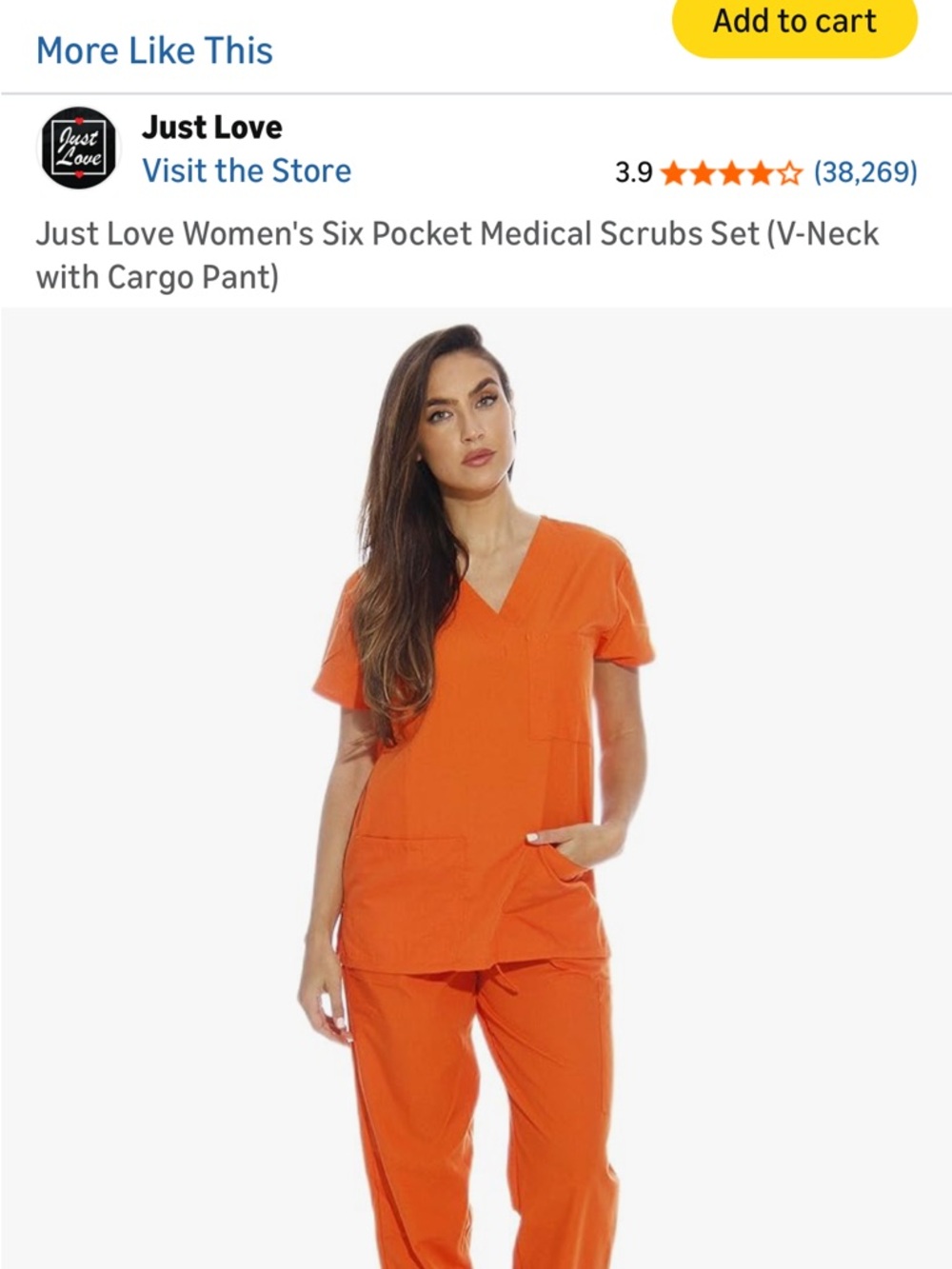 Just Love Bright Orange V-Neck Medical Scrub Set